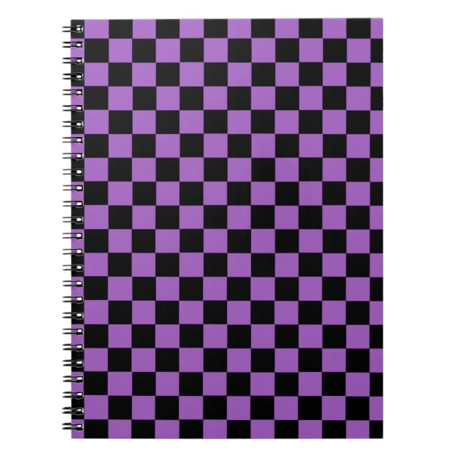 Cuaderno Lavanda y patrón negro de verificación (Frente)