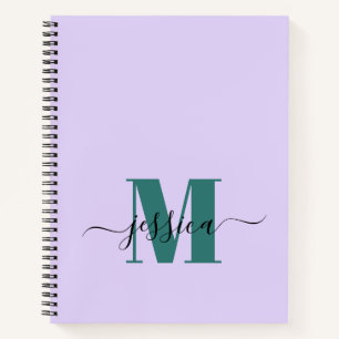 Cuaderno Lavanda y portátil Verde azulado monograma persona