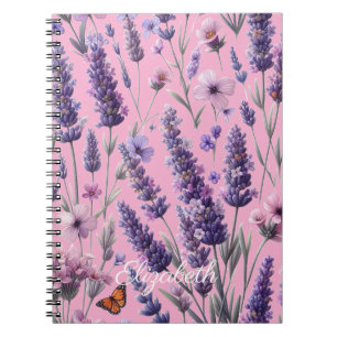 Cuaderno Lavandas Acuarela Púrpura Azul Azure nombre person