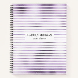 Cuaderno lavander rayas metálicas monograma Bloc de notas