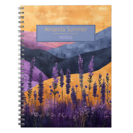 Cuaderno Lavendel vor Berglandschaft- personalisierbares