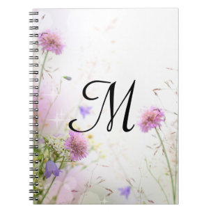 Cuaderno Lavender Flores salvajes Monograma Libro de notas 
