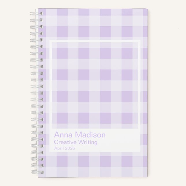 Cuaderno Lavender Gingham Transparent Frame Notebook (Anverso)