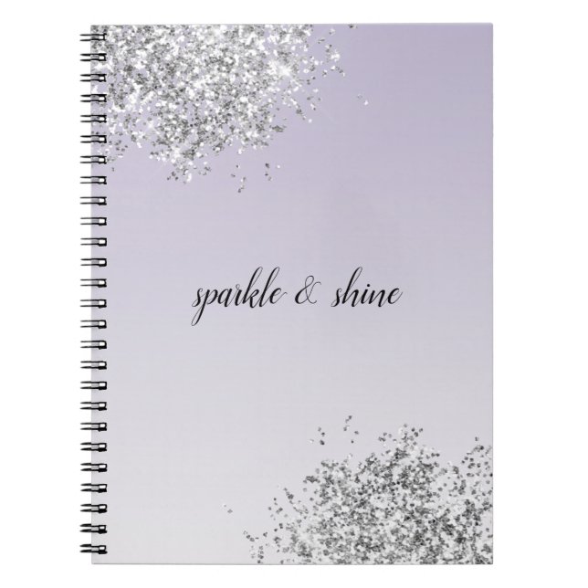 Cuaderno Lavender Purple Ombre Silver Purpurina Sparkle (Frente)