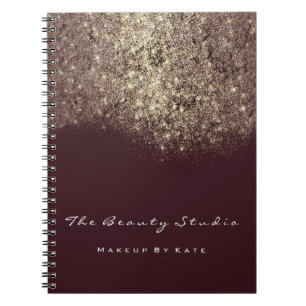 Cuaderno Lazas Ojos Maquillaje Artista Borgoña Purpurina de