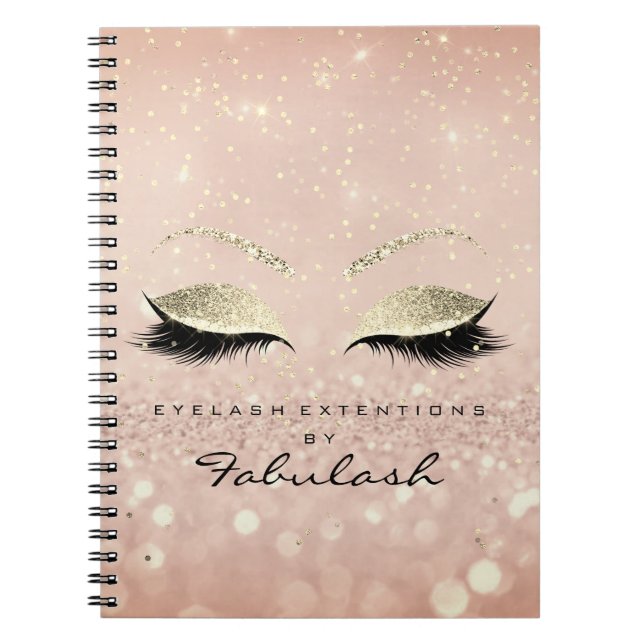 Cuaderno Lazas Purpurina Ojos Maquillaje Rosa Rosa Dorado S (Frente)