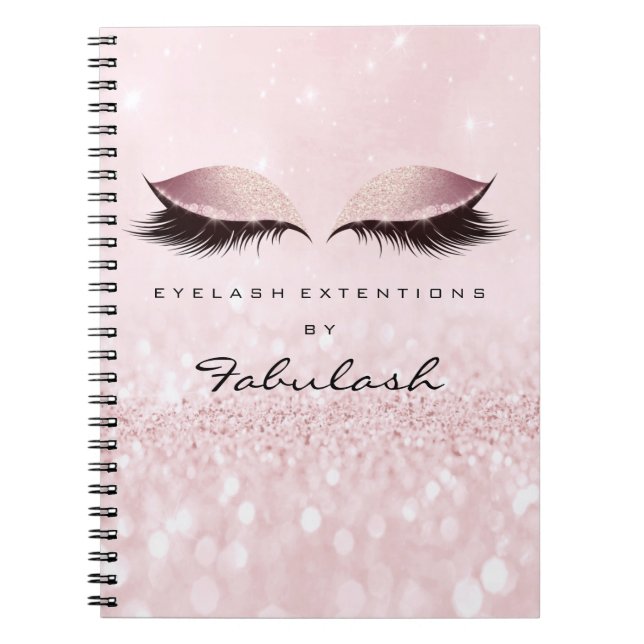 Cuaderno Lazas Purpurina Ojos maquillaje Rosa Rosa Girona N (Frente)