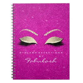 Cuaderno Lazas Purpurinas Ojos Maquillaje Dorado Rosa Brill