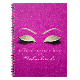 Cuaderno Lazas Purpurinas Ojos Maquillaje Dorado Rosa Brill