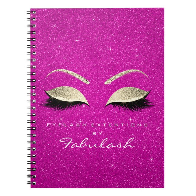 Cuaderno Lazas Purpurinas Ojos Maquillaje Dorado Rosa Brill (Frente)