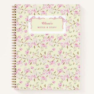 Cuaderno Lazo Coqueto Amarillo Rosa Floral Femenino Persona