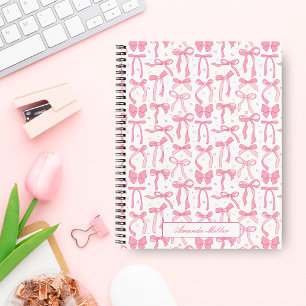 Cuaderno Lazo Coquette Rosa Super Lindo Nombre Personalizad