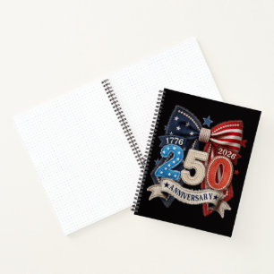 Cuaderno Lazo de bandera americana 250 aniversario Patrióti