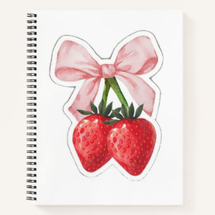 Cuaderno Lazo de cinta rosa de fresa lindo Estética en espi