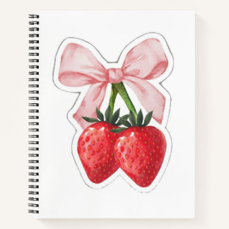 Cuaderno Lazo de cinta rosa de fresa lindo Estética en espi