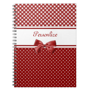 Cuaderno Lazo de Gingham Rojo Nombre
