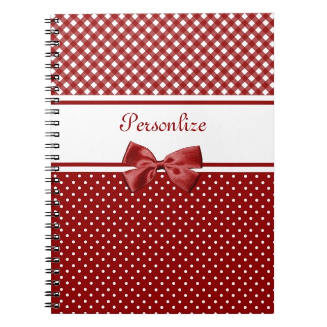 Cuaderno Lazo de Gingham Rojo Nombre (Frente)