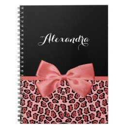 Cuaderno Lazo de leopardo rosa coral