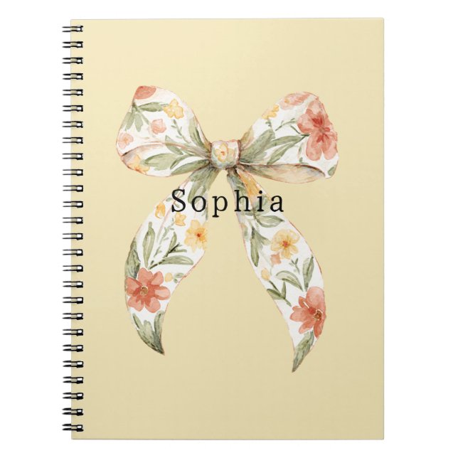 Cuaderno Lazo Floral Amarillo Mantequilla Rojo (Frente)