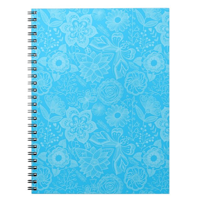 Cuaderno Lazo Floral Azul Y Blanco Retro (Frente)
