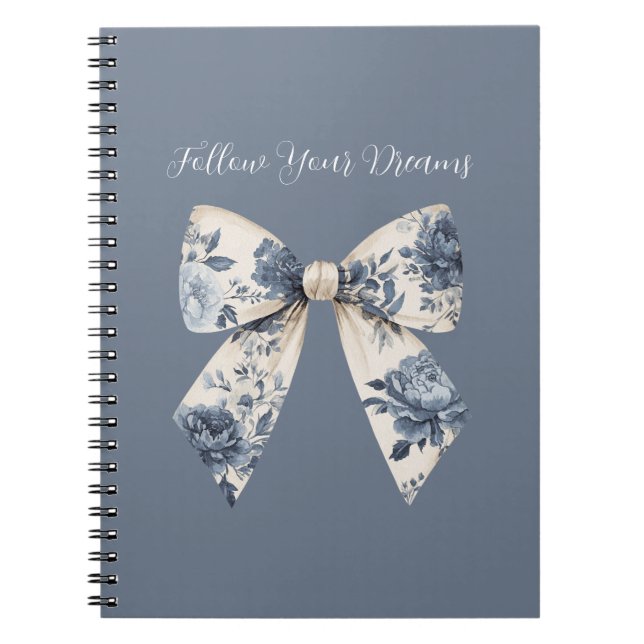 Cuaderno Lazo Floral Crema Azul (Frente)