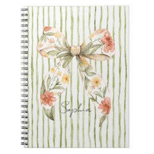 Cuaderno Lazo floral de rayas verdes