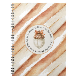 Cuaderno Lazo Naranja Bellota Rayas Cacao Latte