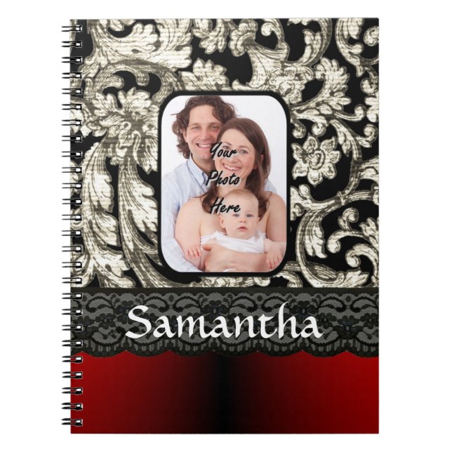Cuaderno Lazo negro y damasco (Frente)