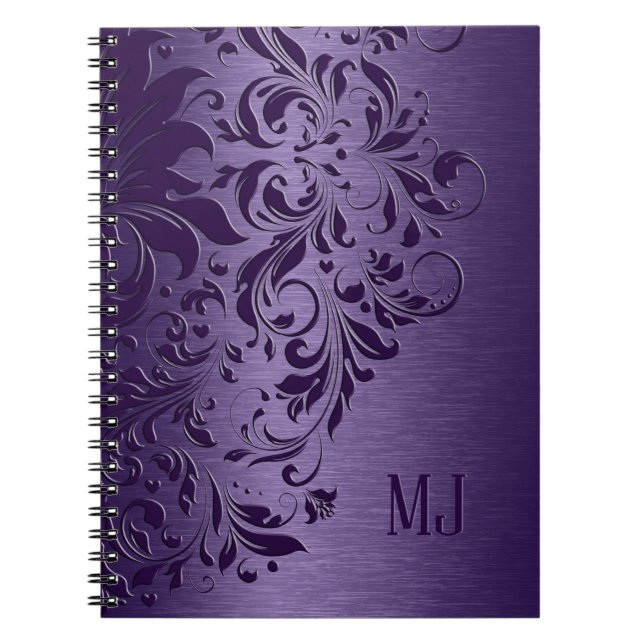 Cuaderno Lazo púrpura de aluminio cepillado metálico (Frente)