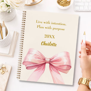 Cuaderno Lazo rosa beige crema cita