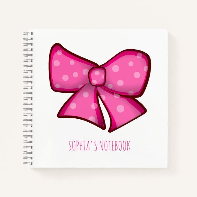 Cuaderno Lazo Rosa Bonito Personalizado Coquette Escuela de (Anverso)