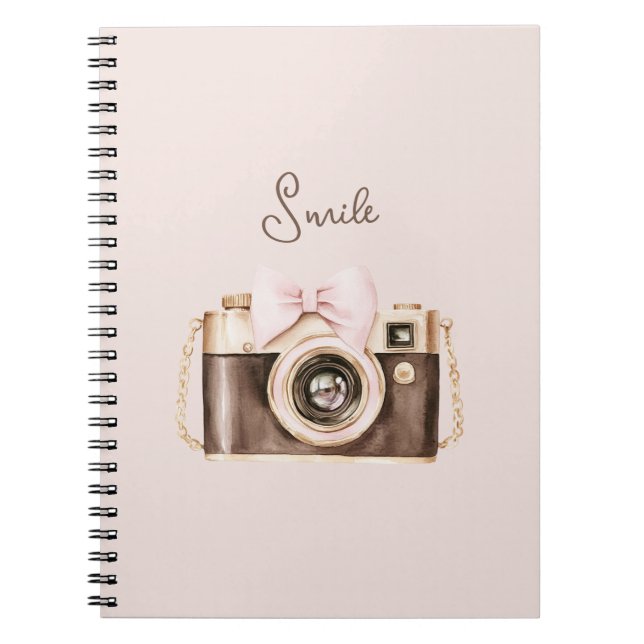 Cuaderno Lazo Rosa Cámara Marrón Sonrisa (Frente)