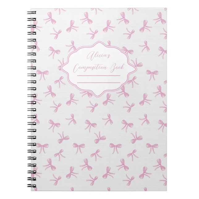 Cuaderno Lazo rosa Composición Personalizada Coqueta Frunci (Frente)