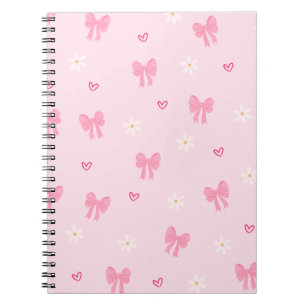 Cuaderno Lazo rosa y patrón floral sin costuras: lindo y fe
