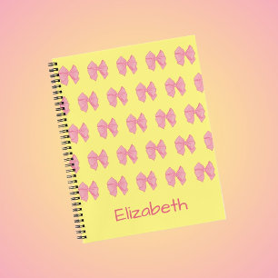 Cuaderno Lazos Bonitos Amarillos y Rosados Patrón Nombre de