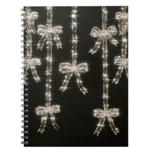 Cuaderno Lazos Cintas Brillo Negro Blanco
