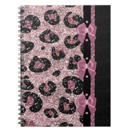 Cuaderno Lazos de cinta de estampado de leopardo rosa RAB R