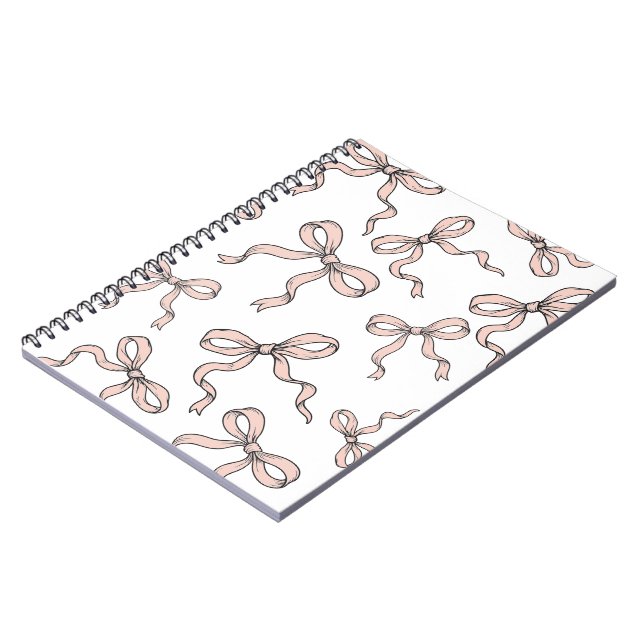 Cuaderno Lazos de cinta rosa de moda lindos delineados en n (Lado Izquierdo)