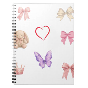 Cuaderno Lazos pastel adorables conejito mariposa corazón c