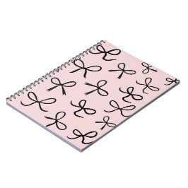 Cuaderno Lazos Pequeños Negros Lindos de Moda Rosa