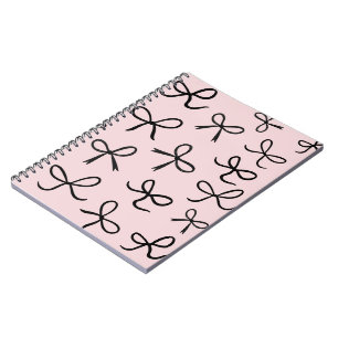 Cuaderno Lazos Pequeños Negros Lindos de Moda Rosados