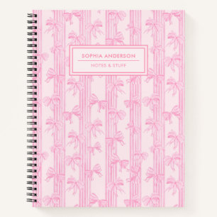 Cuaderno Lazos rosados con rayas personalizados Coquette 