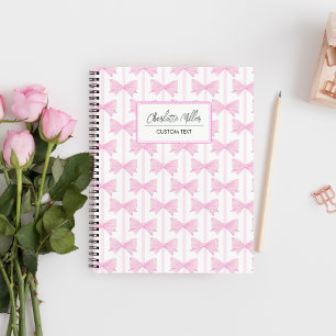 Cuaderno Lazos rosados Coquette en espiral Preppy 