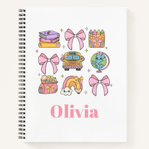 Cuaderno Lazos Rosados Coquette Útiles Escolares Escuela