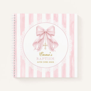 Cuaderno Lazos rosados elegantes rayas de niña bebé