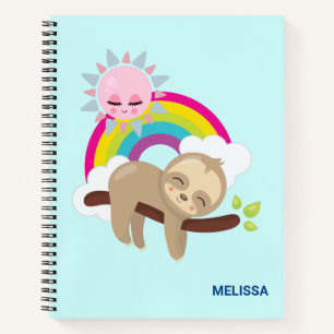 Cuaderno Lazy Slote lindo con sol y arcoiris