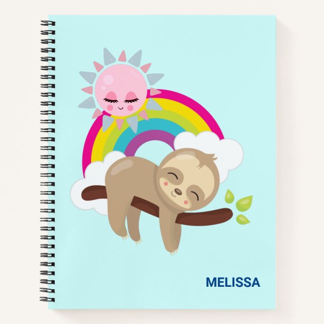 Cuaderno Lazy Slote lindo con sol y arcoiris (Anverso)