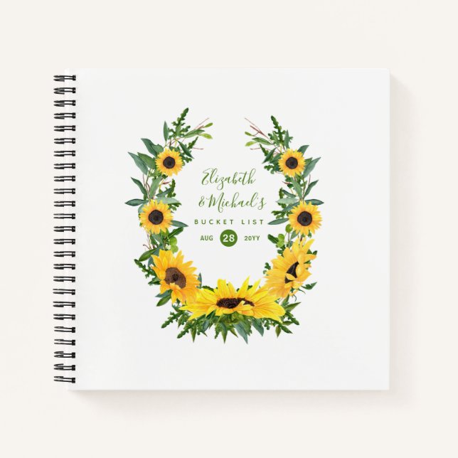 Cuaderno LeahG Budget Sunflower Wreath Bucket List Journal (Anverso)