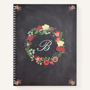 Cuaderno Lealtad floral en monograma de pizarra