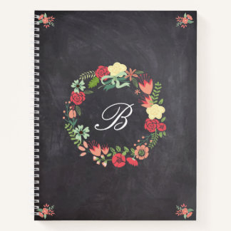 Cuaderno Lealtad floral en monograma de pizarra